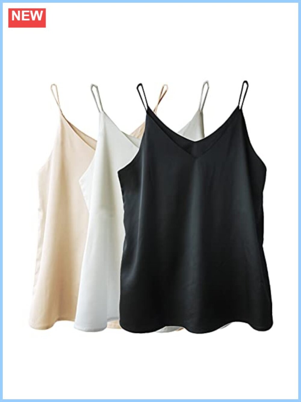 Silk Satin Camisole Strappy V-Neck Tank Top Sleeveless Blouse